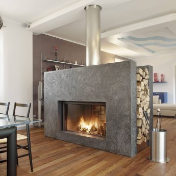 çift taraflı şömine