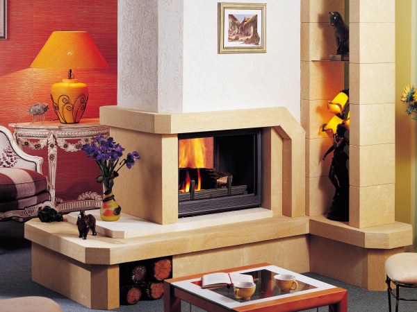 çift taraflı şömine