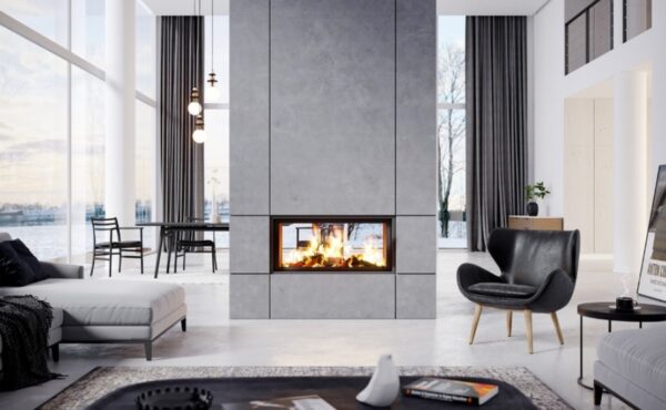 çift taraflı şömine