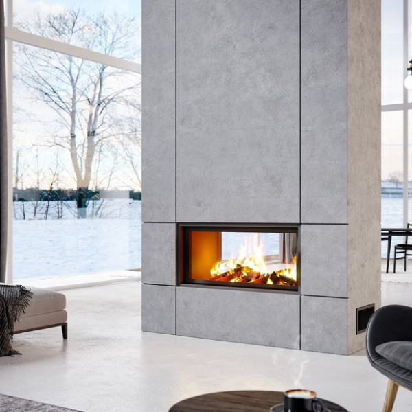 çift taraflı şömine